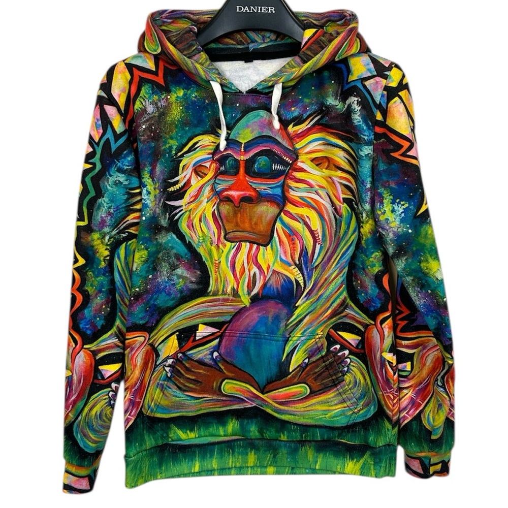Electro Threads Men’s Rafiki Hoodie Sweatshirt Skateboard‎ Psychedelic Lion King